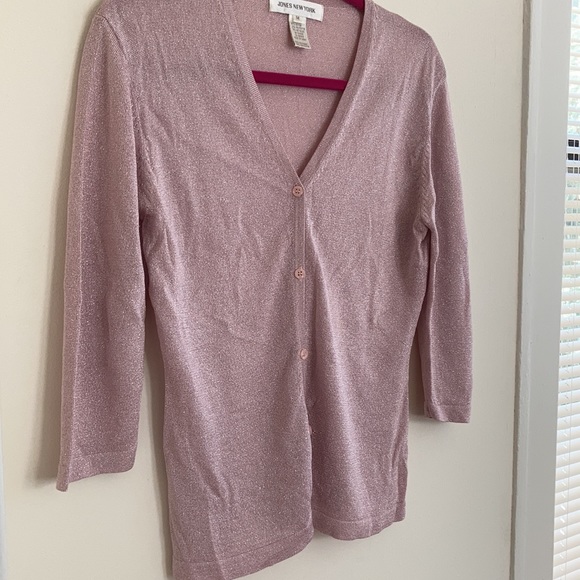 VTG Y2K Womens Cardigan Sz MD Pink Metallic Fairy Coquette Romantic Feminine - Picture 2 of 10